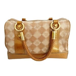 MCM Beige Canvas Boston Bag EUC